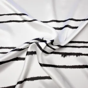 Iden Off White Abstract Printed Silk Satin