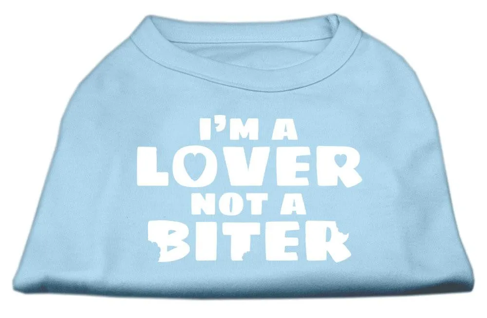 I'm a Lover not a Biter Screen Printed Dog Shirt   Baby Blue XXL (18)