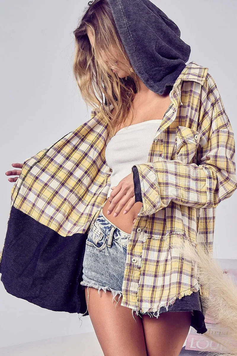 IP4483 | CASUAL CHECK SHIRTS WITH HOOD