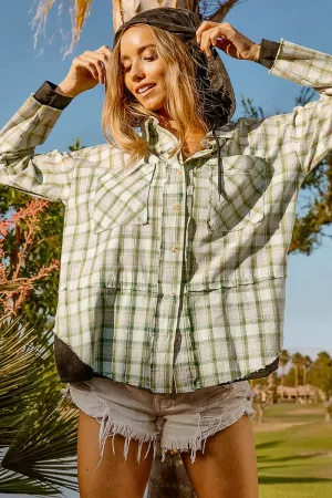 IP4483 | CASUAL CHECK SHIRTS WITH HOOD