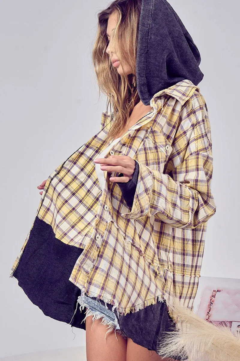 IP4483 | CASUAL CHECK SHIRTS WITH HOOD