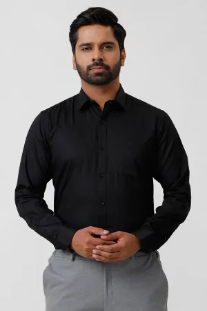 Italian Dobby - Black Embossed Line Formal Shirts For Men | Ariser
