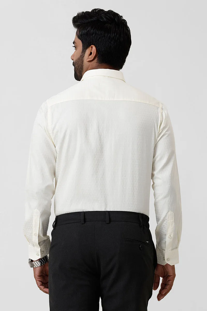 Italian Dobby - Butter Yellow Diamond Pattern Formal Shirts For Men | Ariser