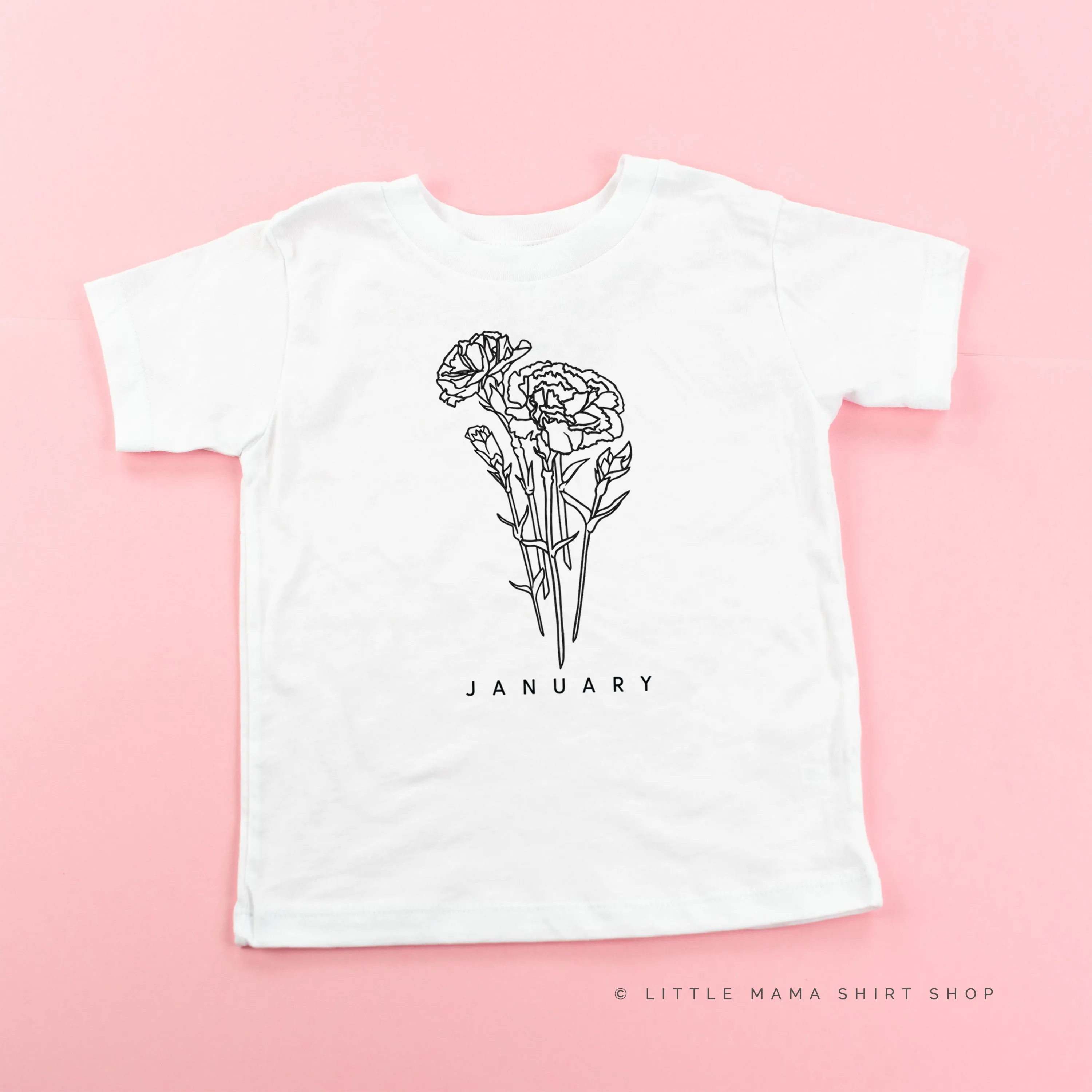JANUARY BIRTH FLOWER - Carnation - Short Sleeve Child Shirt