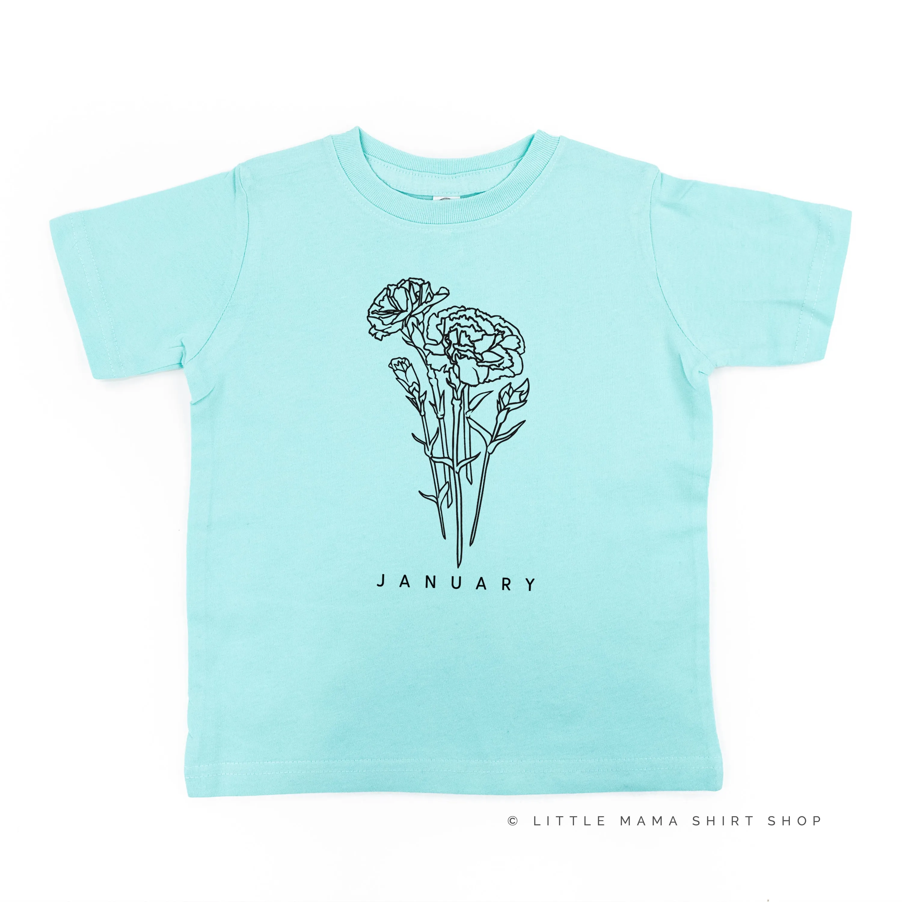 JANUARY BIRTH FLOWER - Carnation - Short Sleeve Child Shirt