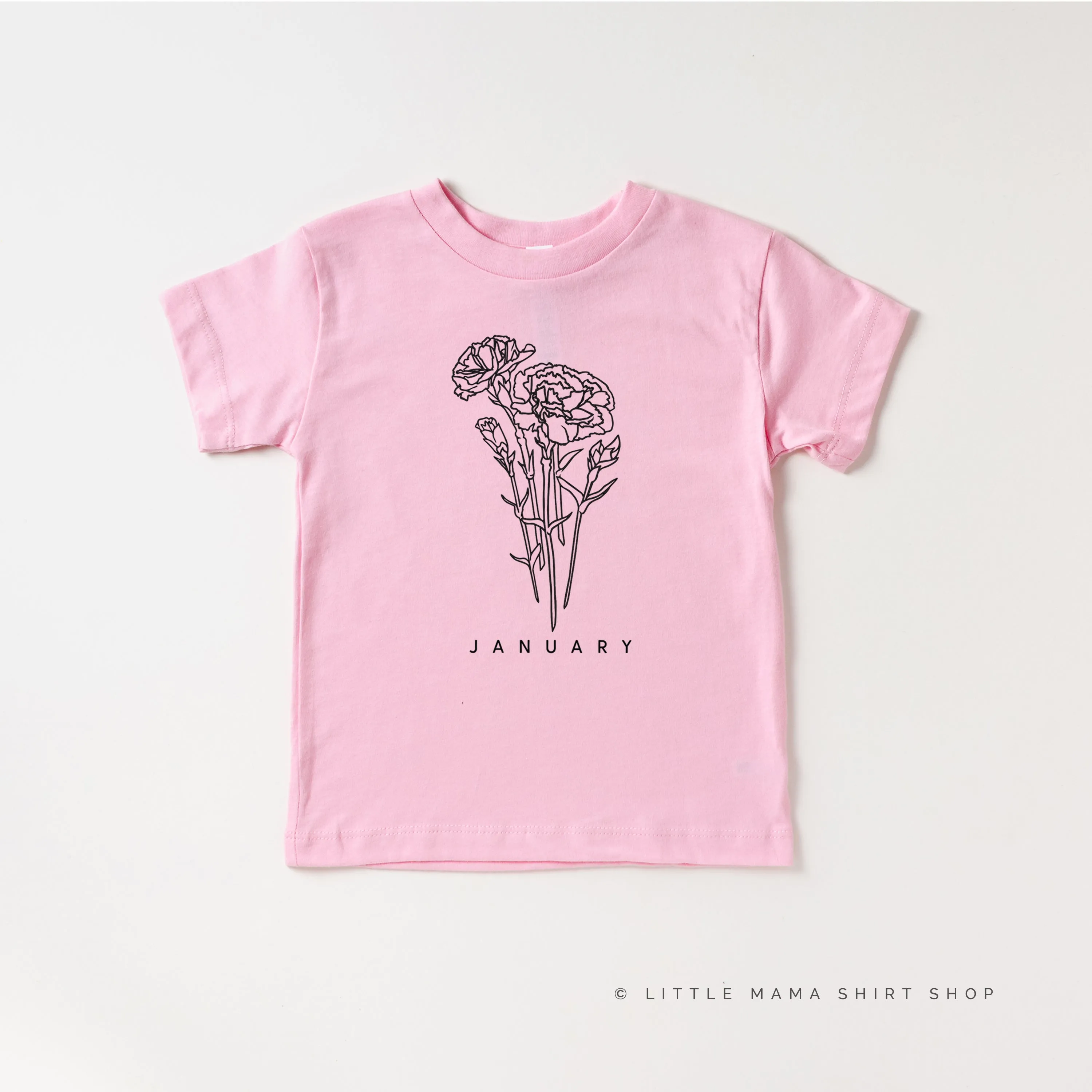 JANUARY BIRTH FLOWER - Carnation - Short Sleeve Child Shirt