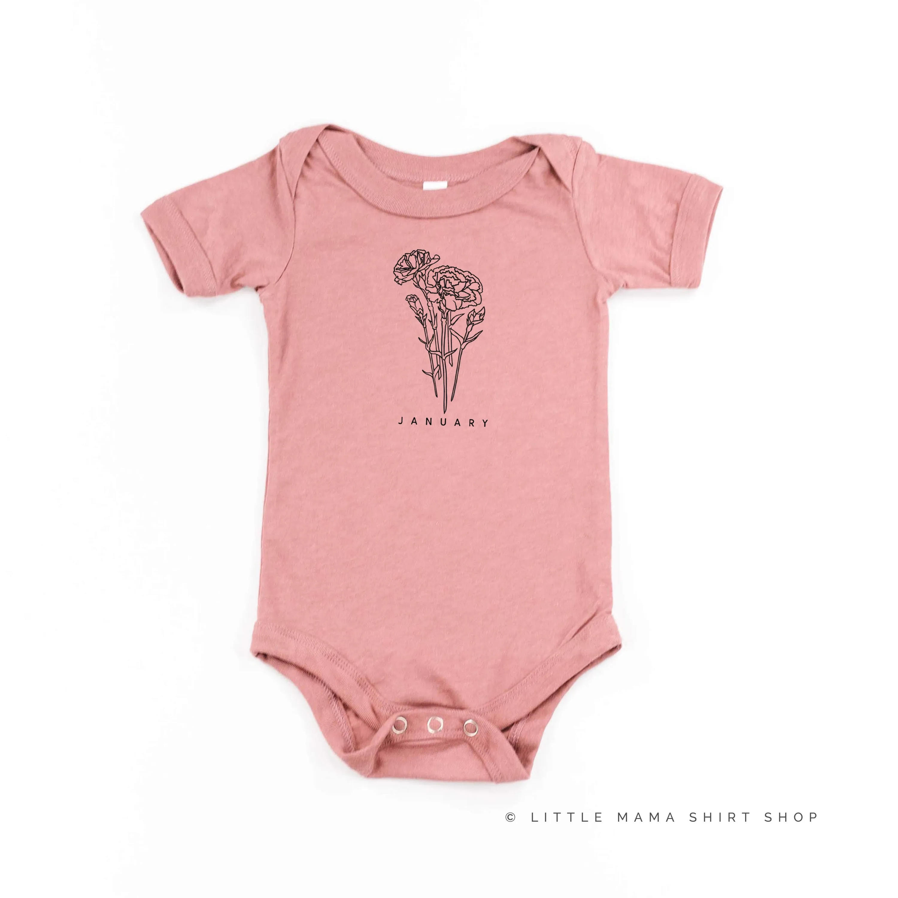 JANUARY BIRTH FLOWER - Carnation - Short Sleeve Child Shirt