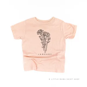 JANUARY BIRTH FLOWER - Carnation - Short Sleeve Child Shirt