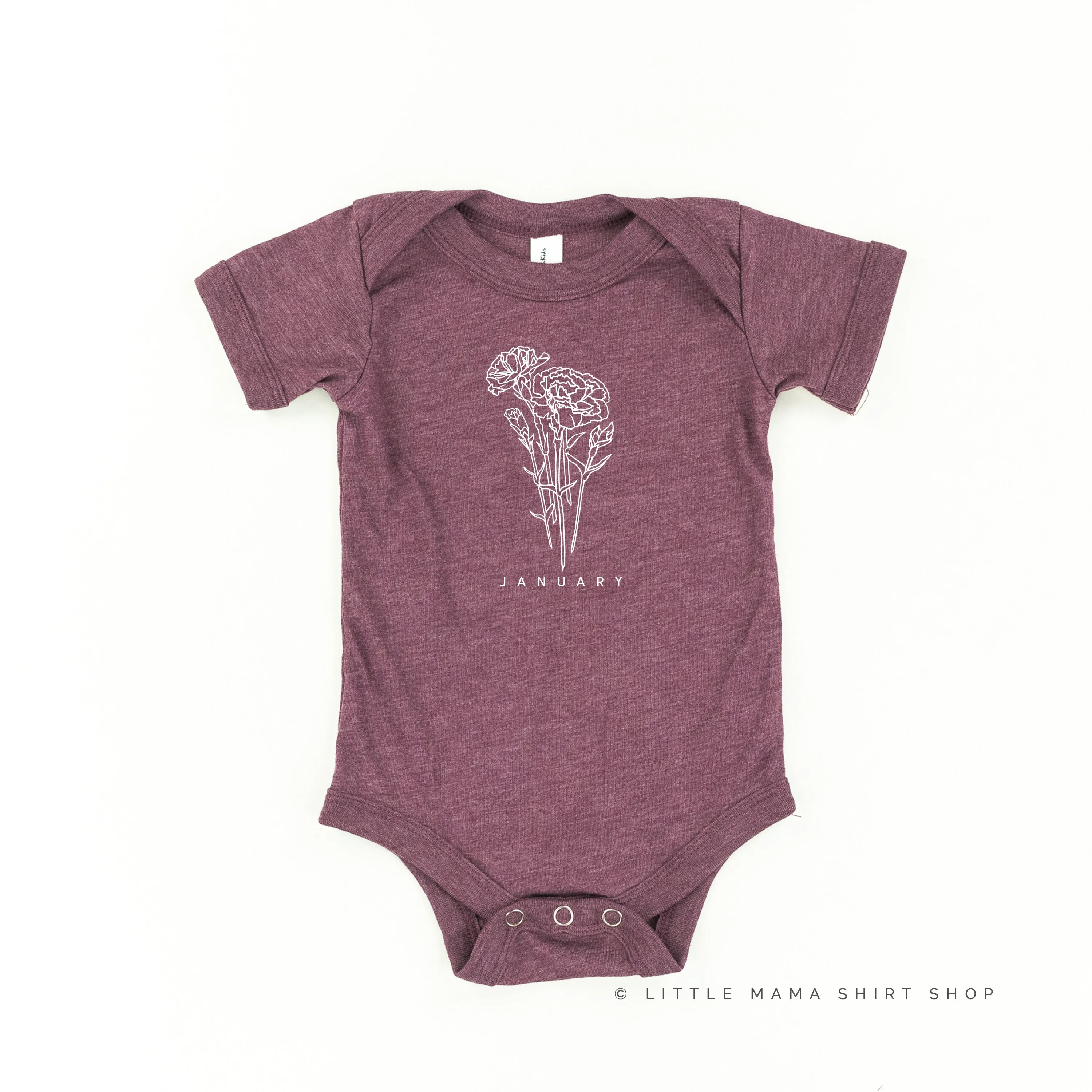 JANUARY BIRTH FLOWER - Carnation - Short Sleeve Child Shirt