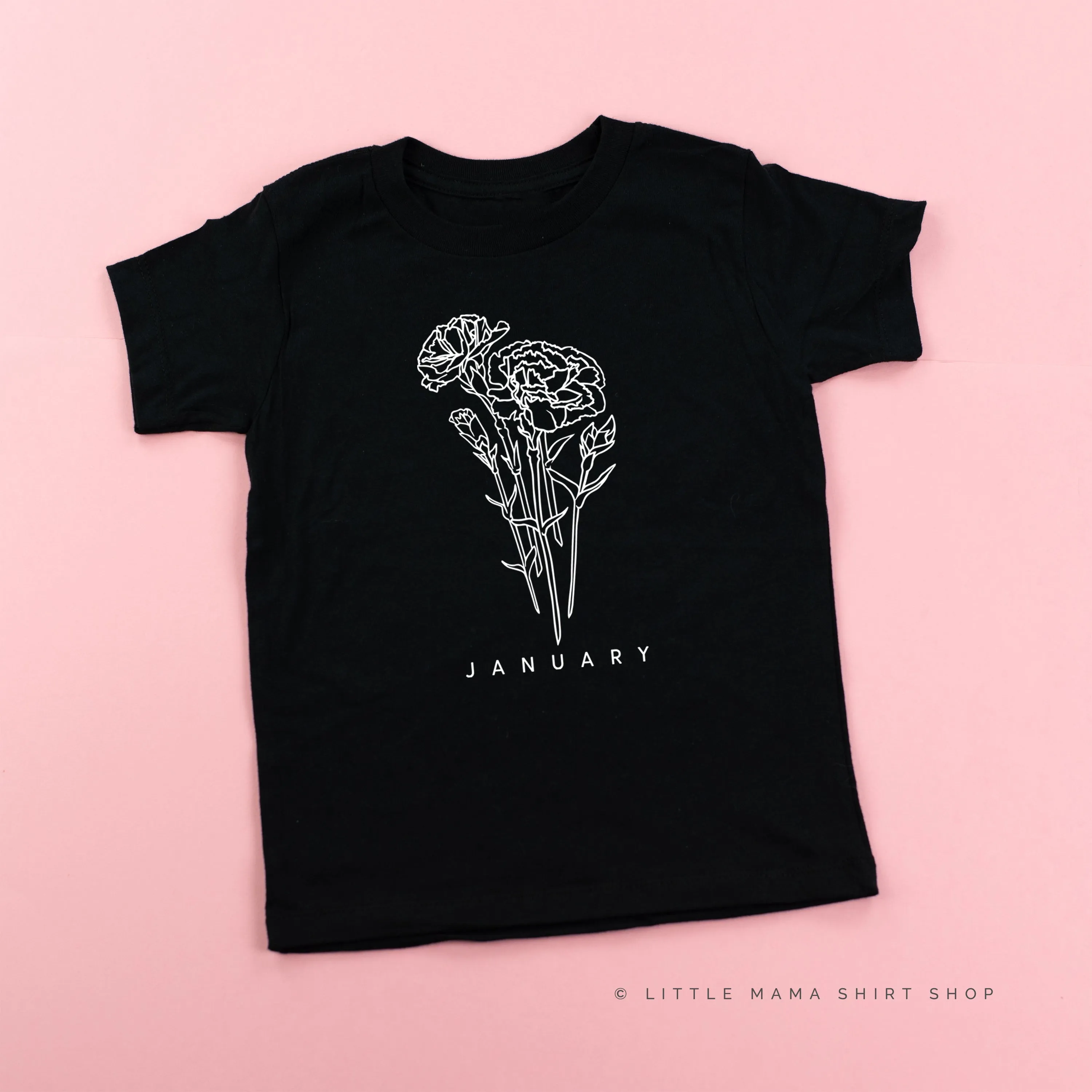 JANUARY BIRTH FLOWER - Carnation - Short Sleeve Child Shirt