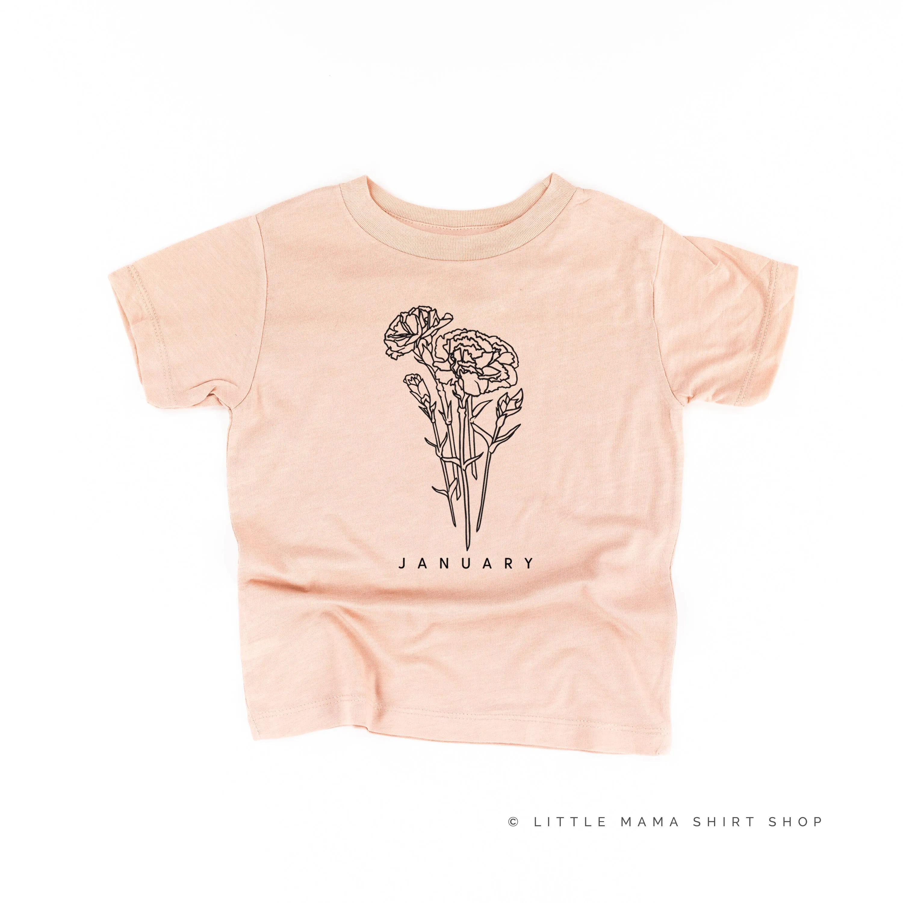JANUARY BIRTH FLOWER - Carnation - Short Sleeve Child Shirt