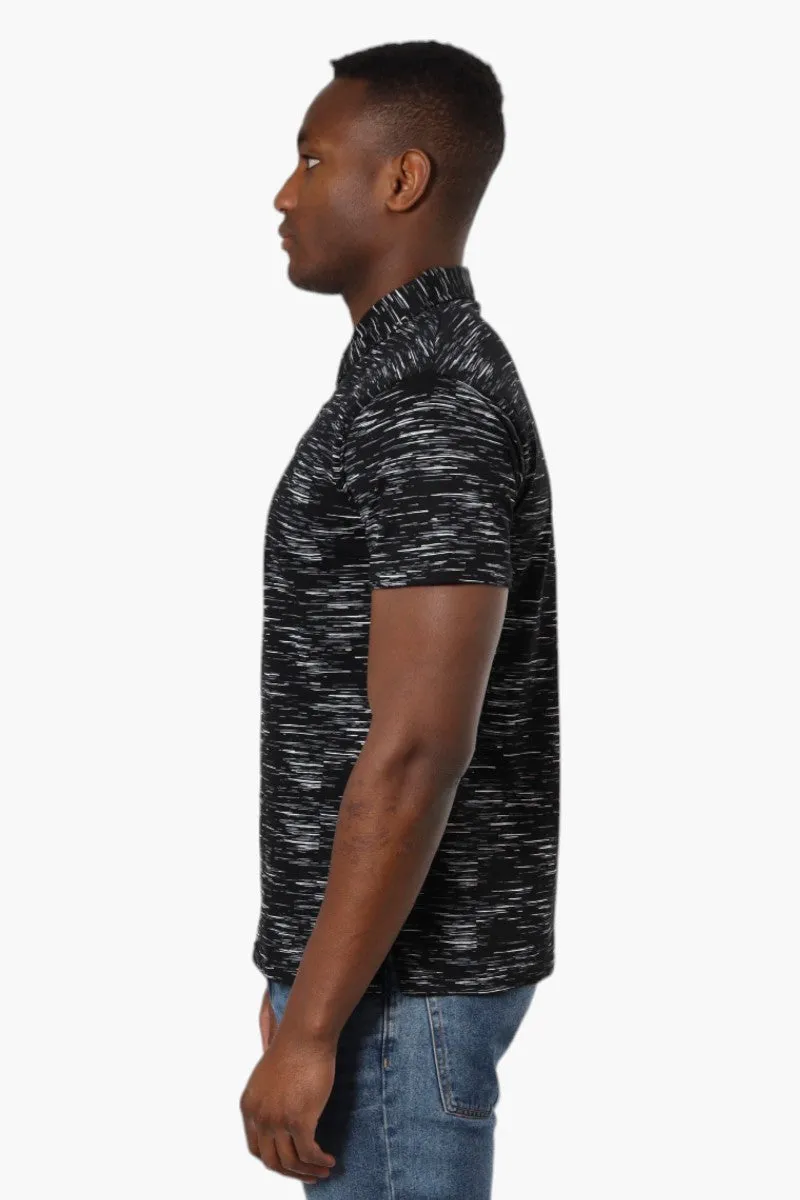 Jay Y. Ko Patterned Button Up Polo Shirt - Black