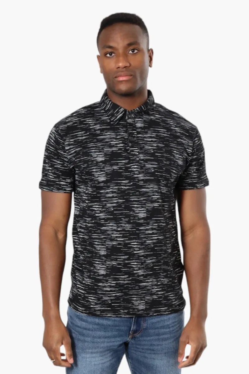 Jay Y. Ko Patterned Button Up Polo Shirt - Black