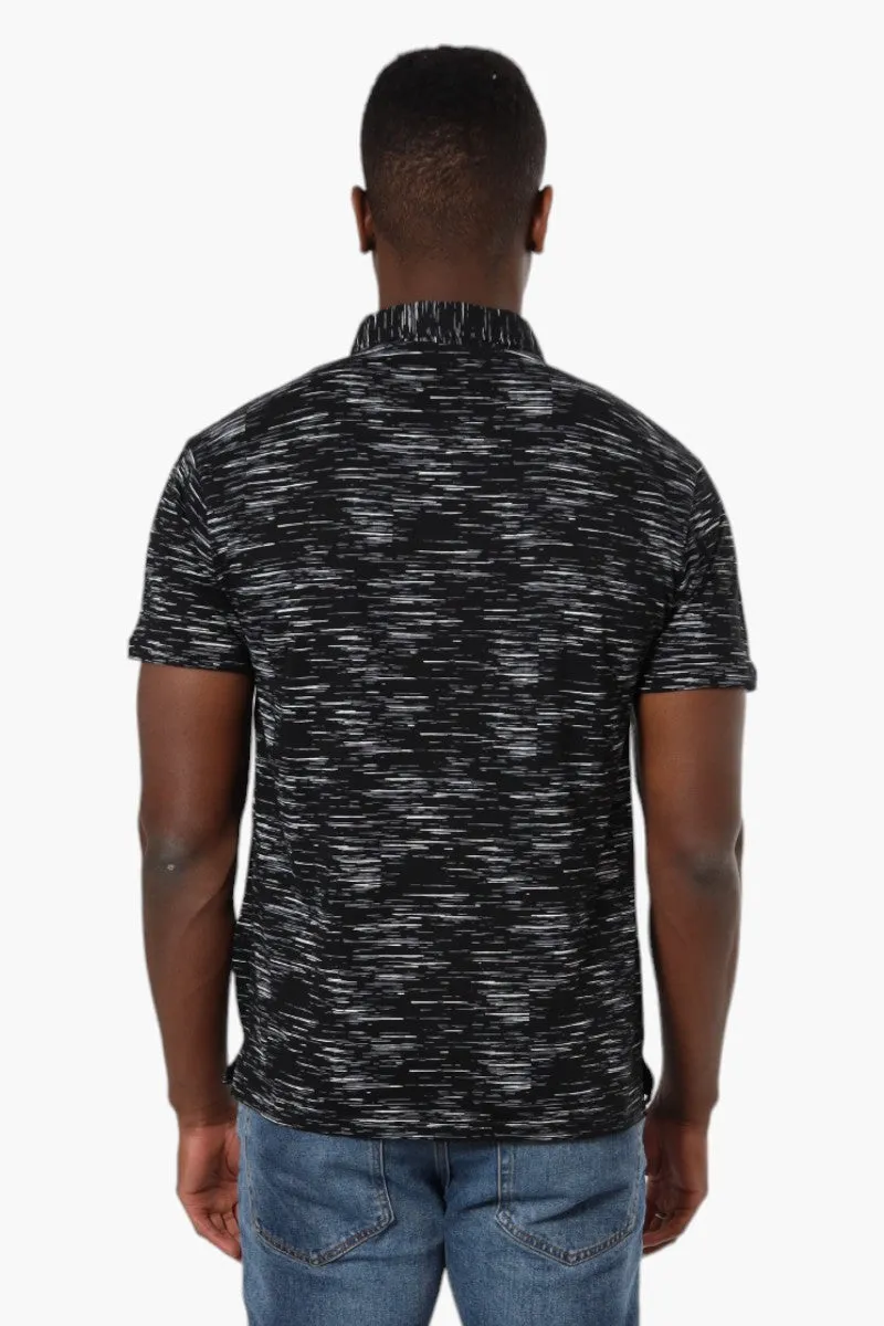 Jay Y. Ko Patterned Button Up Polo Shirt - Black
