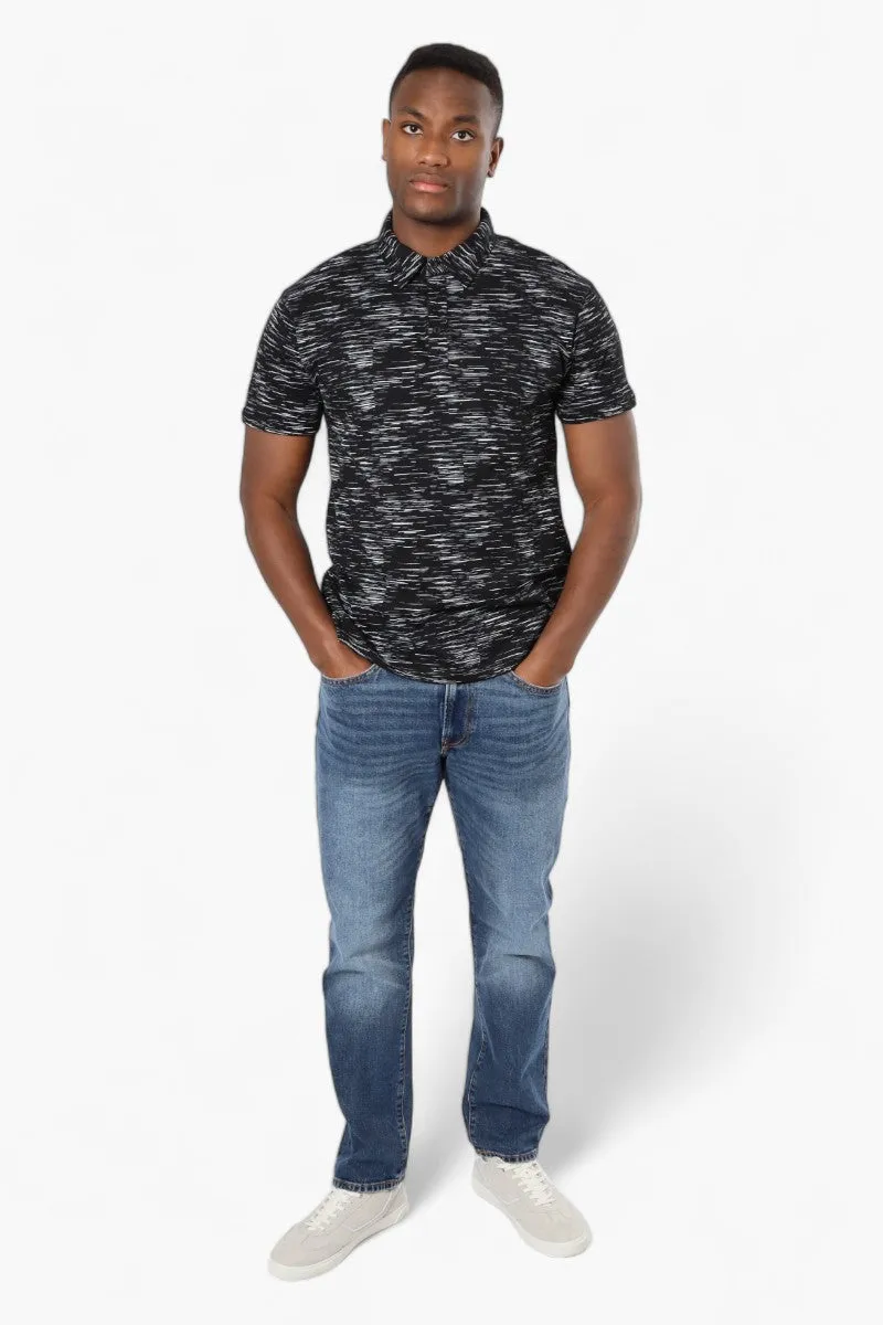 Jay Y. Ko Patterned Button Up Polo Shirt - Black