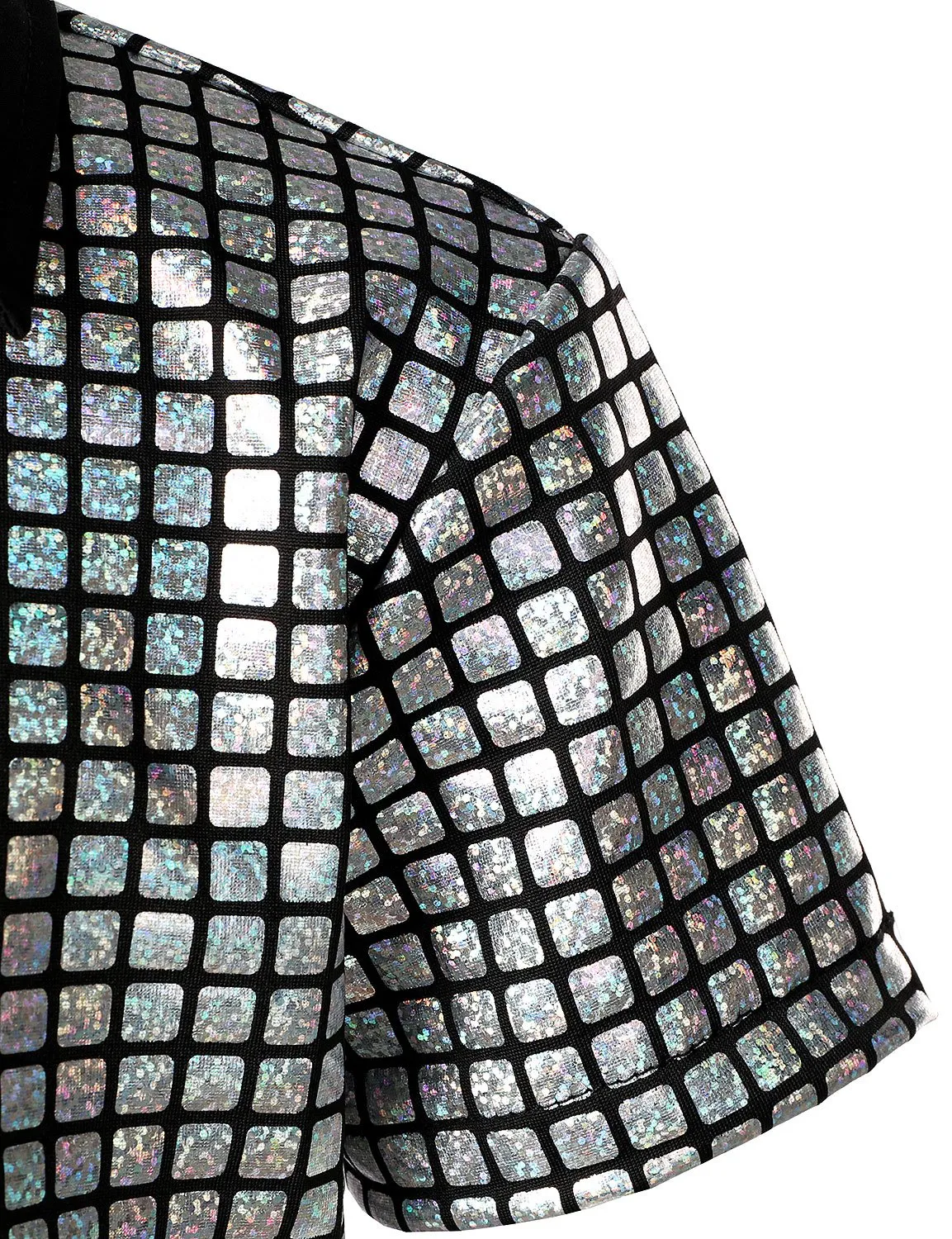 JOGAL Boy's Dress Shirt Sequins Button Down Shirts 70s Disco Party Costume