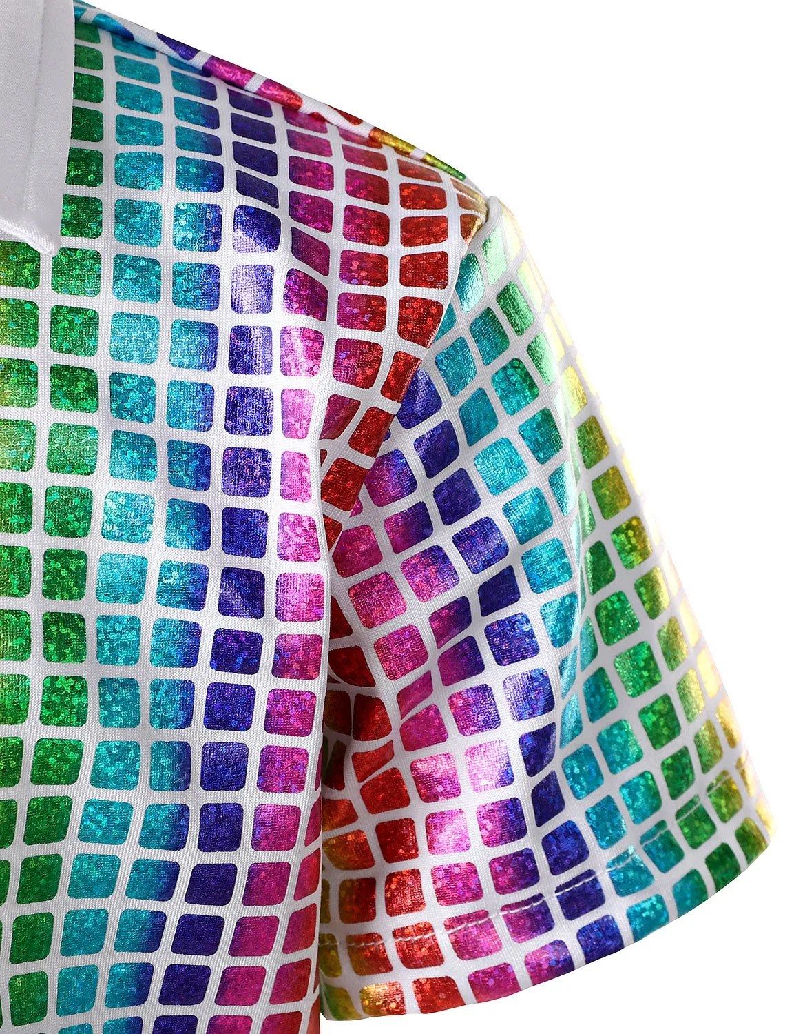 JOGAL Boy's Dress Shirt Sequins Button Down Shirts 70s Disco Party Costume