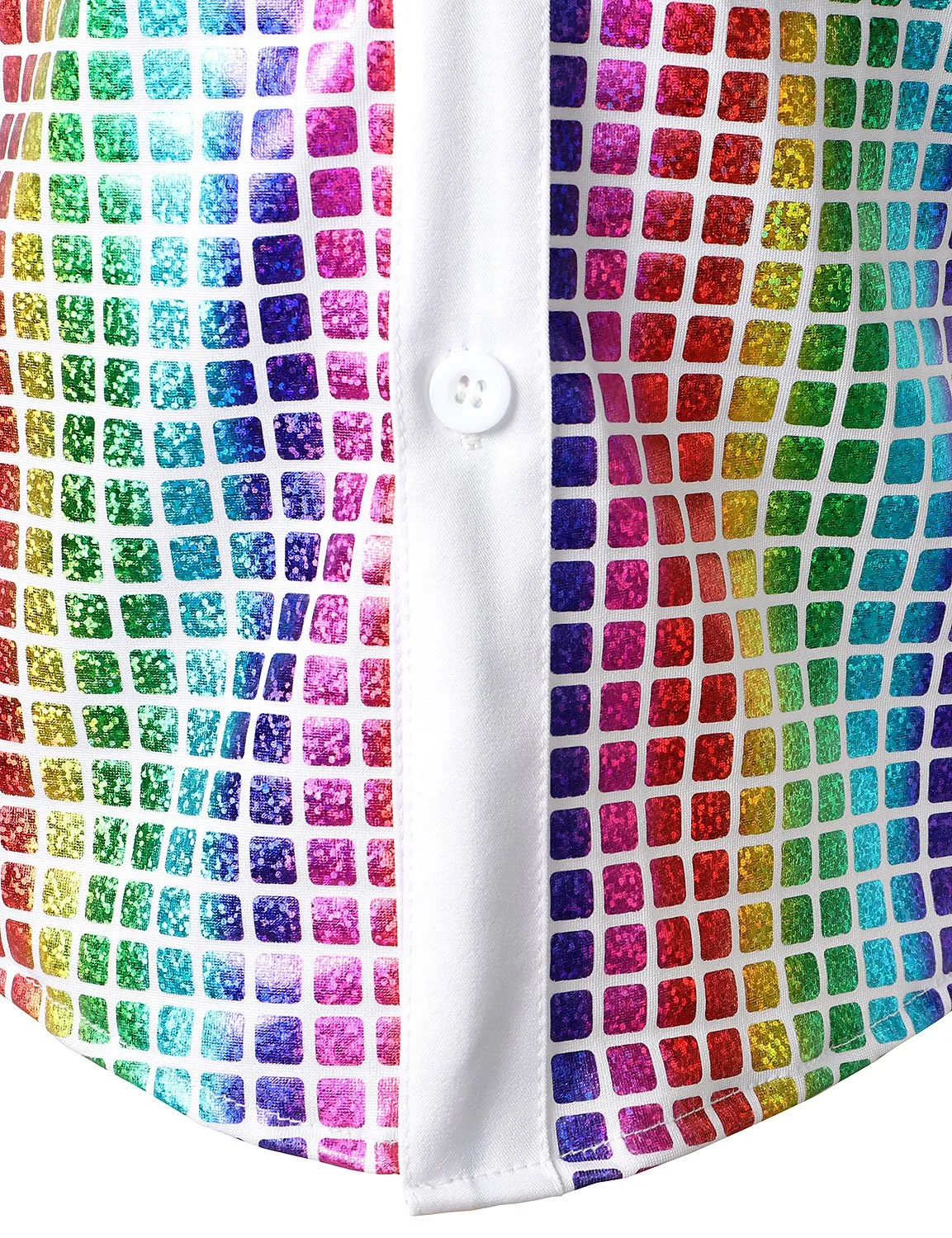 JOGAL Boy's Dress Shirt Sequins Button Down Shirts 70s Disco Party Costume