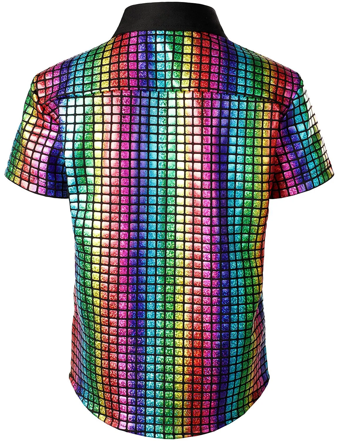 JOGAL Boy's Dress Shirt Sequins Button Down Shirts 70s Disco Party Costume