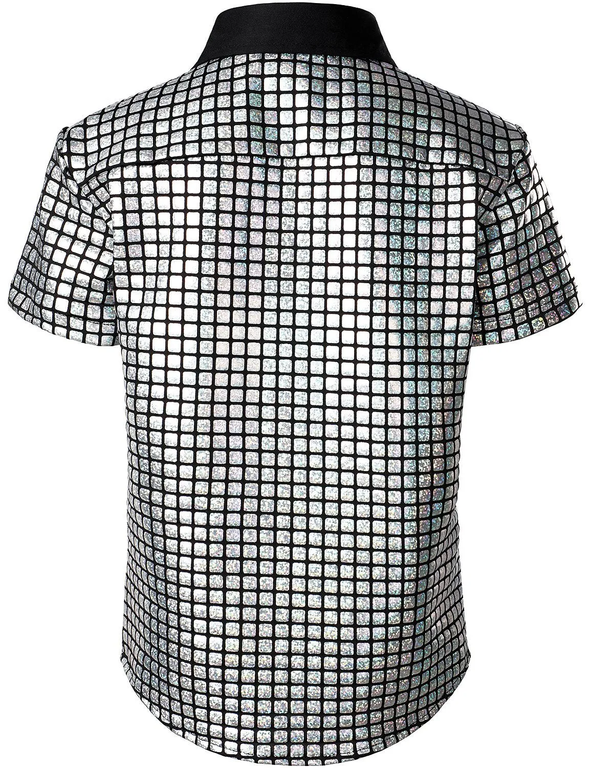 JOGAL Boy's Dress Shirt Sequins Button Down Shirts 70s Disco Party Costume