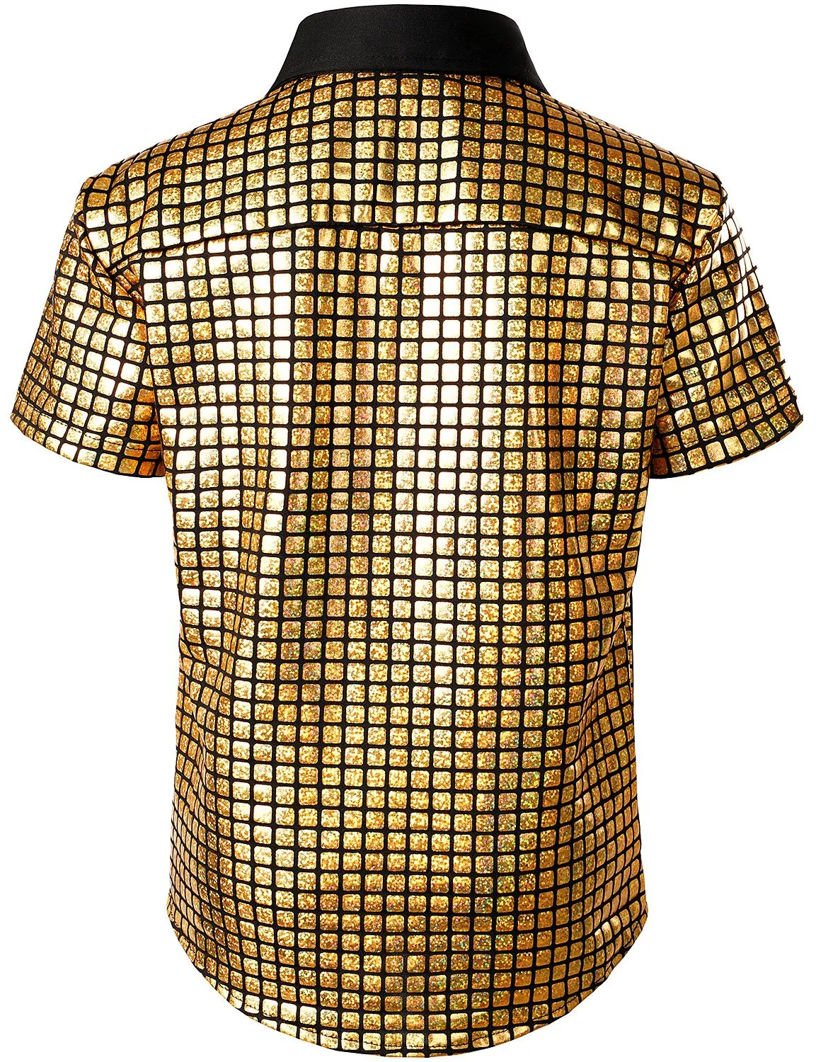 JOGAL Boy's Dress Shirt Sequins Button Down Shirts 70s Disco Party Costume