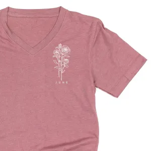 JUNE BIRTH FLOWER - Rose - pocket - Unisex Tee