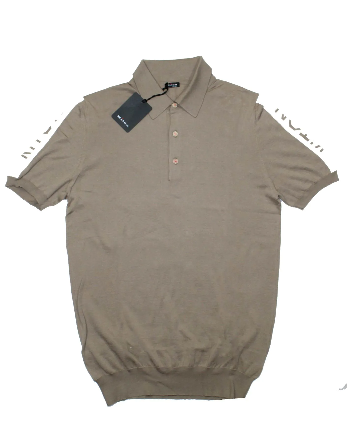 Kiton Polo Shirt Beige With White Logo Sleeve Detail EU 50/ M SALE