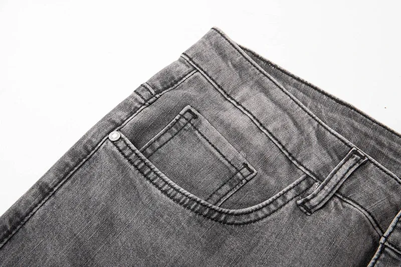 KSTUN Gray Jeans Men Stretch Slim Straight Regular Fit Casual Pants Summer Denim Trousers Men's Clothing Man Jeans Fashion Brand