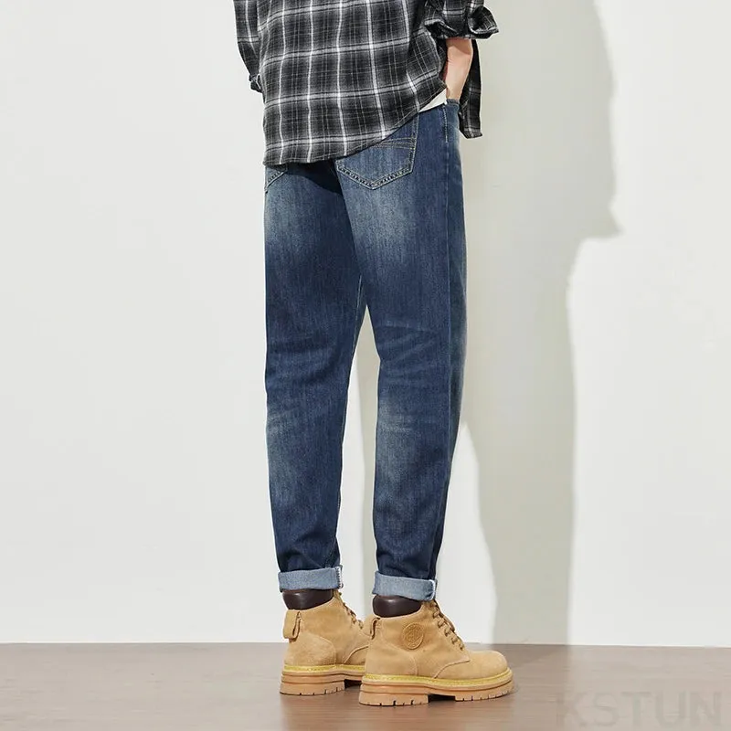 KSTUN Harem Pants For Men Jeans Stretch Slim Fit Blue Trousers Casaul Male Denim Pants Mens Clothing Tapered pantalones hombre