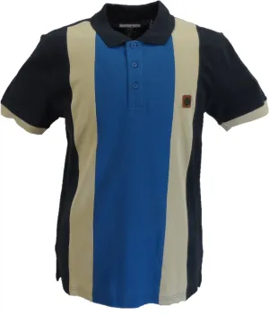 Lambretta Navy Vintage Panel Polo Shirts