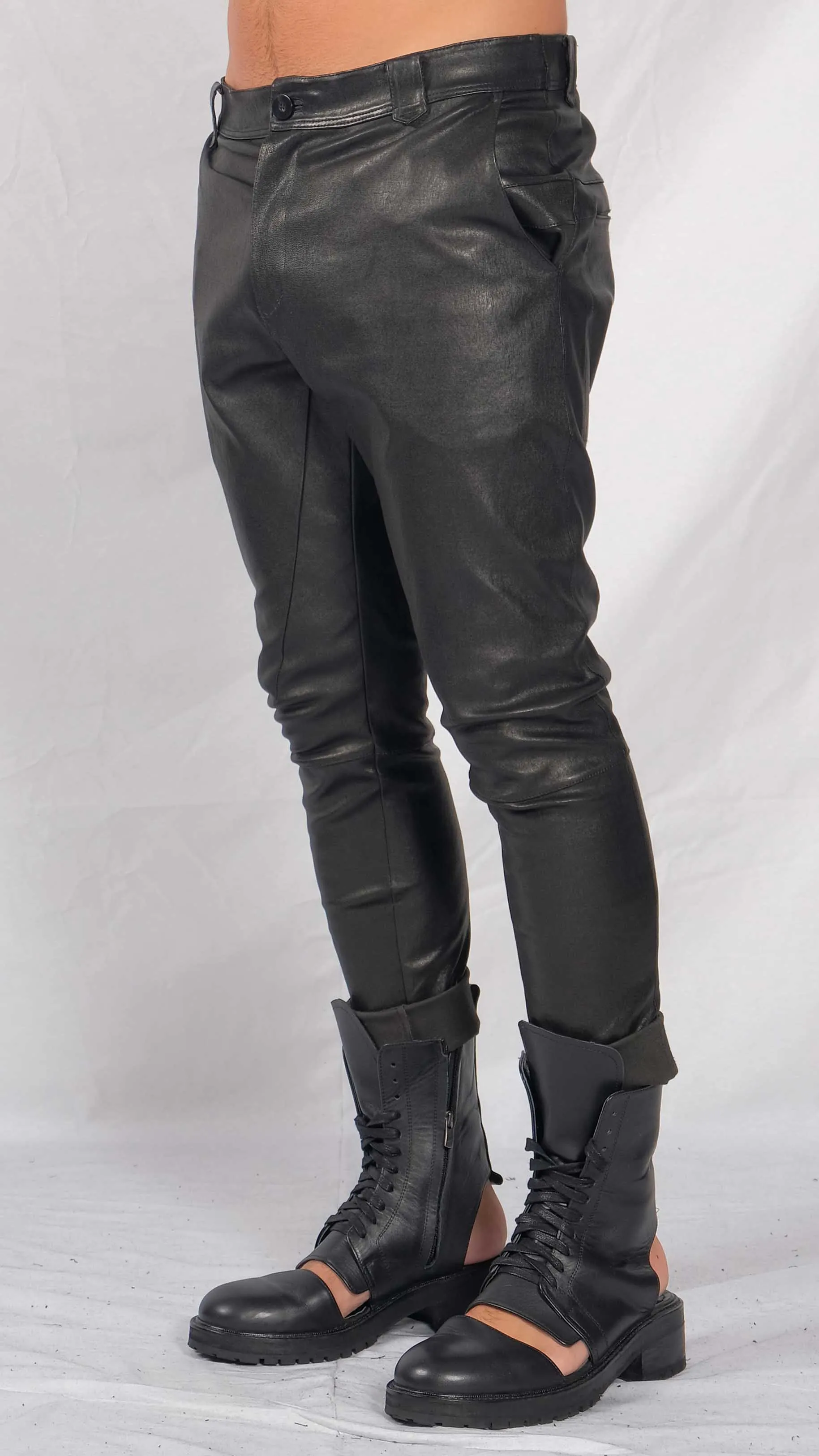 Leather Slim Stretch Pants