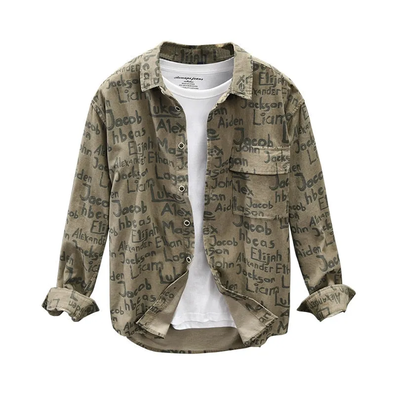 Letters and Names Printed Long-Sleeved Shirts