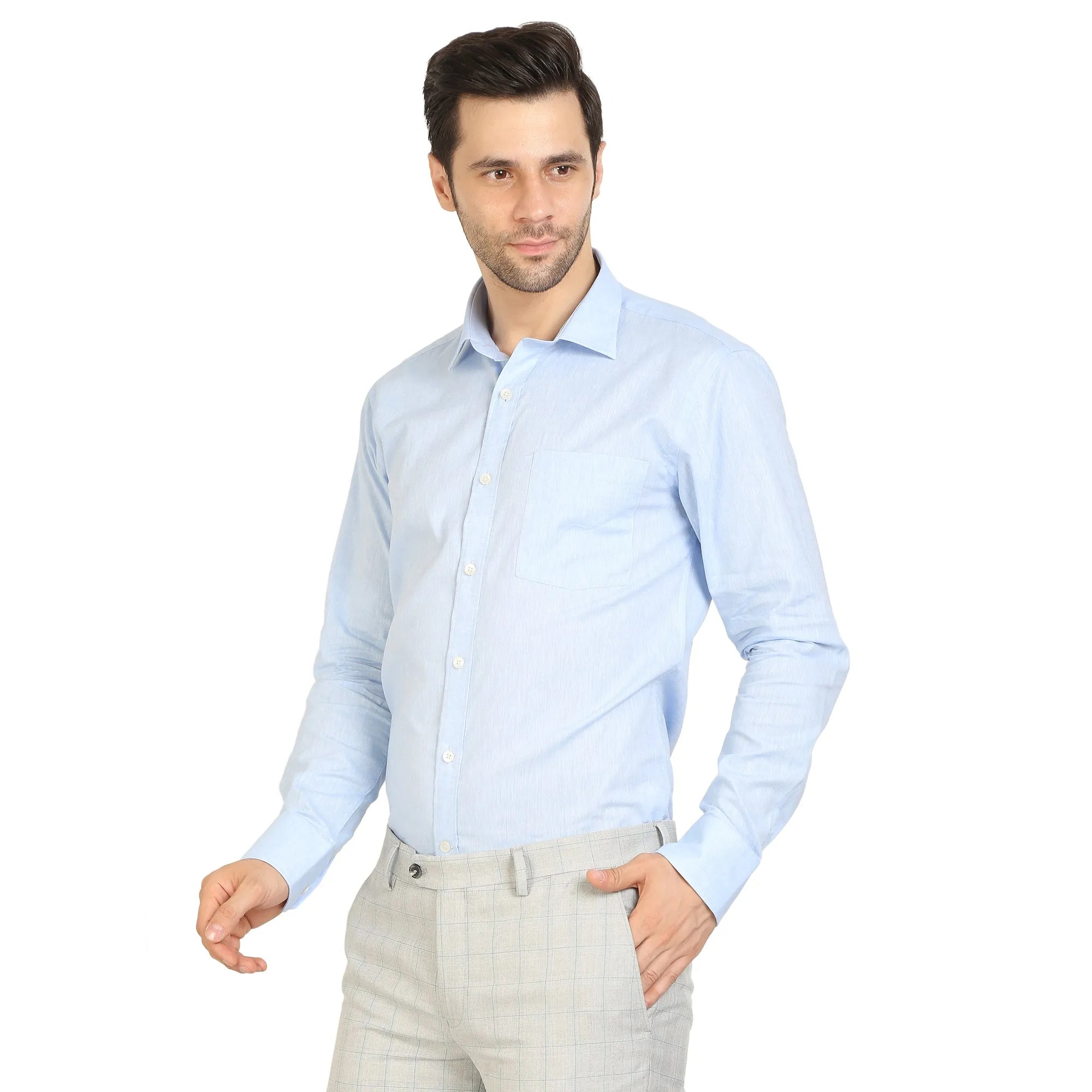 Light Blue Cotton Full Sleeve Shirt