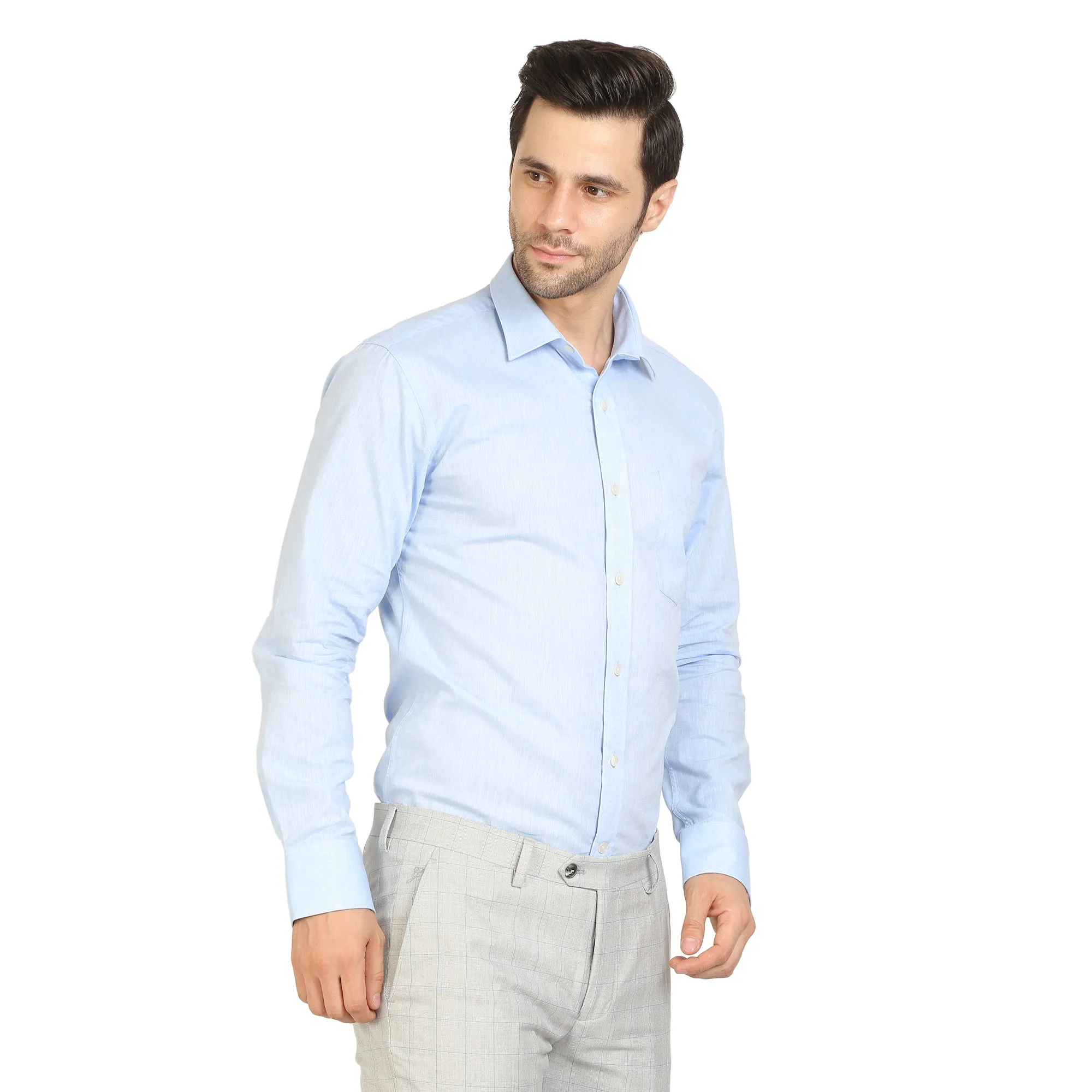 Light Blue Cotton Full Sleeve Shirt
