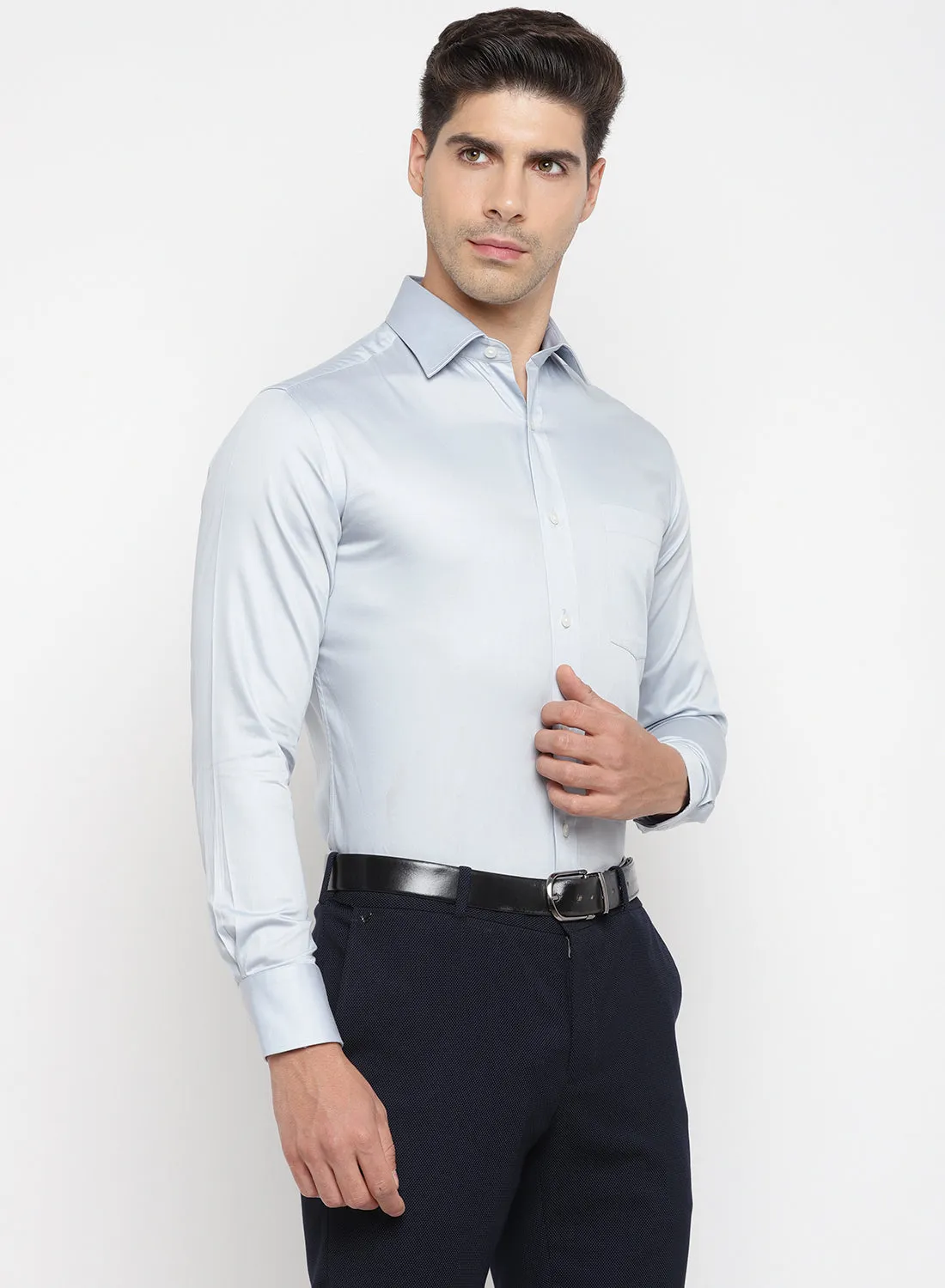 Light Grey Cotton Full Sleeve Shirt