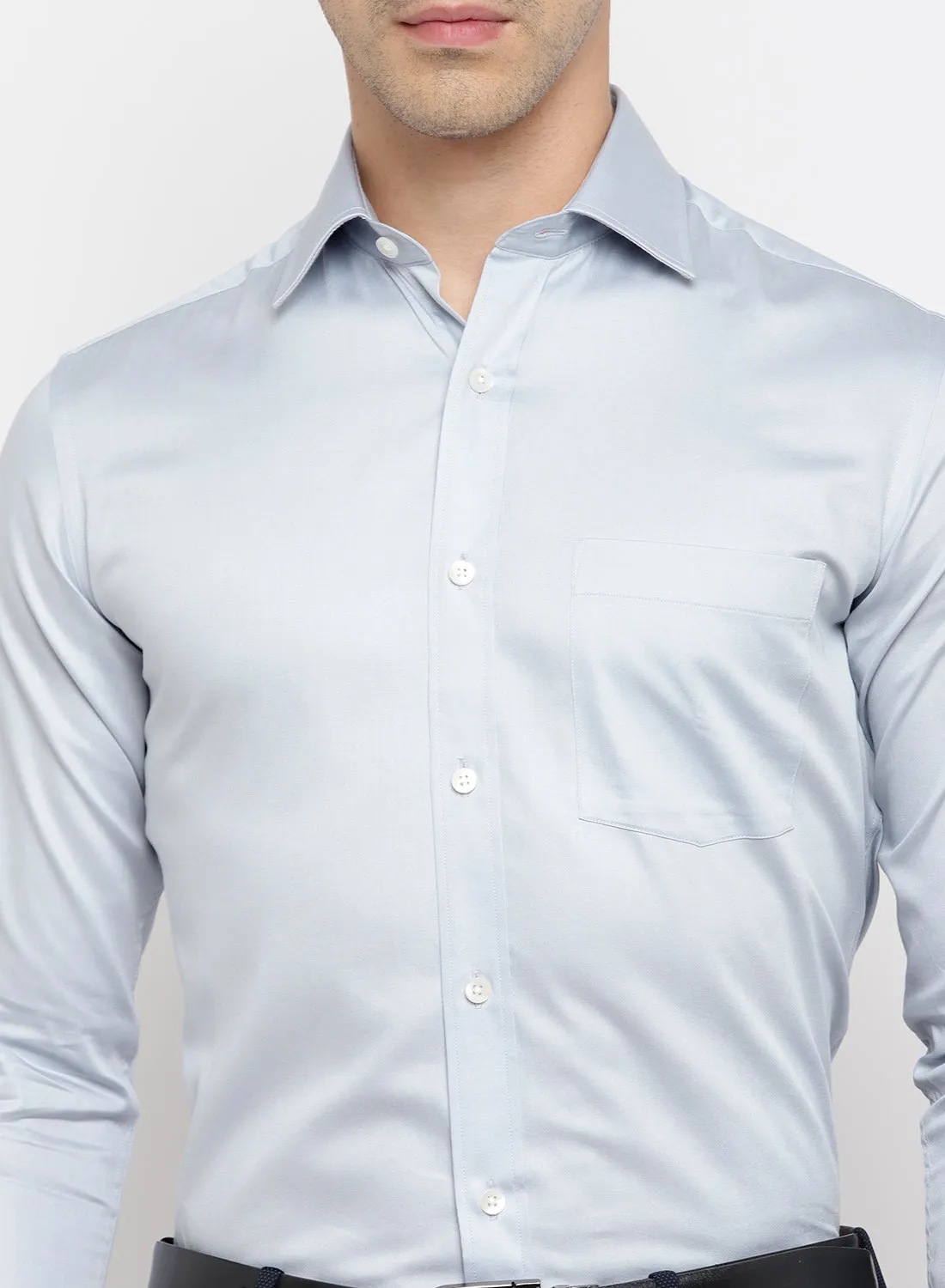 Light Grey Cotton Full Sleeve Shirt