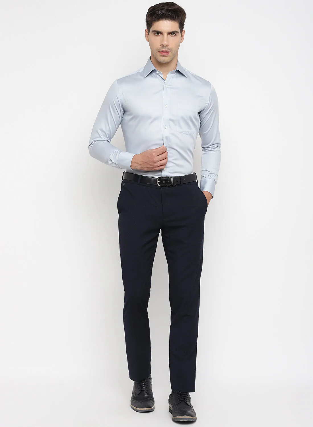 Light Grey Cotton Full Sleeve Shirt
