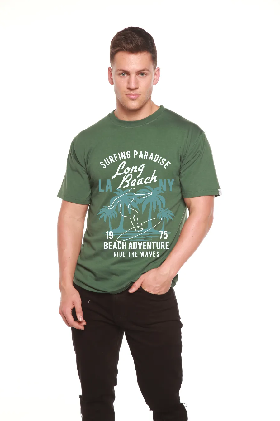 Long Beach Men's Bamboo Viscose/Organic Cotton Short Sleeve Graphic T-Shirt