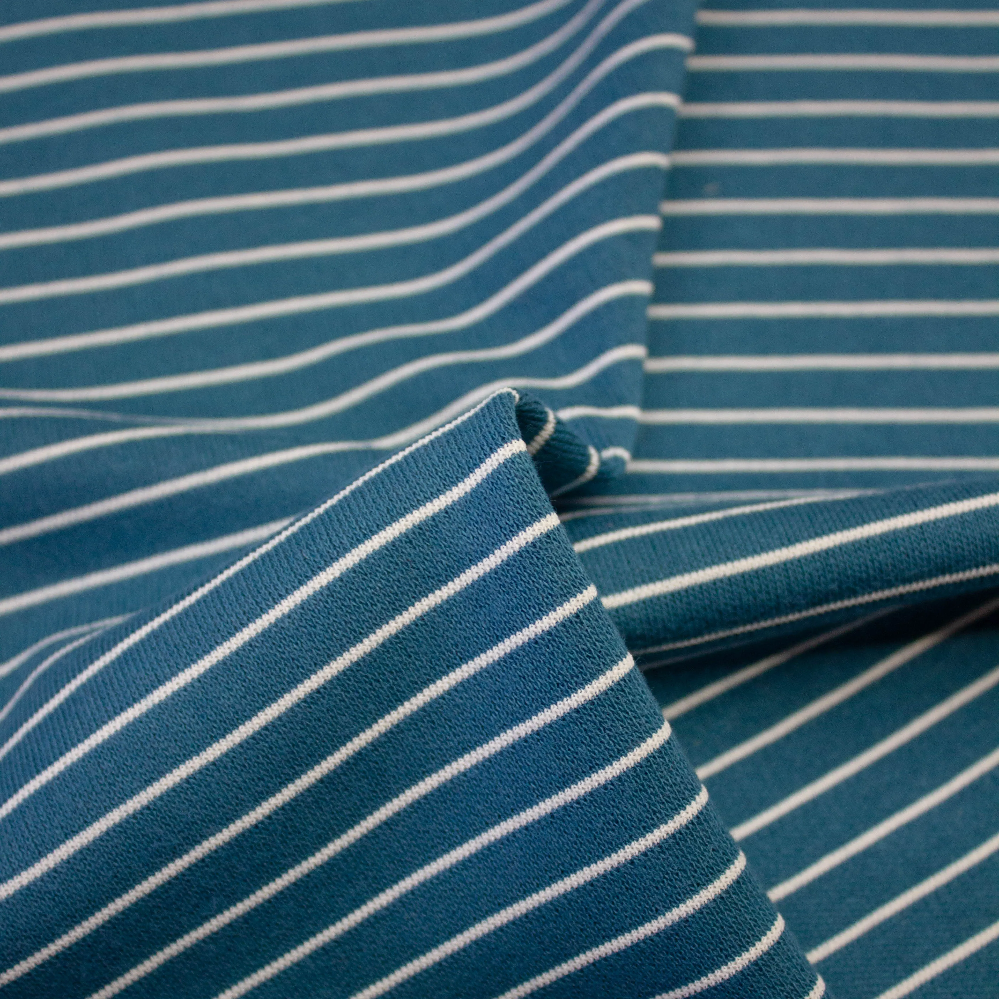 Loris Teal Blue & White Striped Cotton Jersey