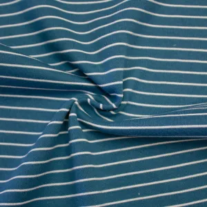 Loris Teal Blue & White Striped Cotton Jersey