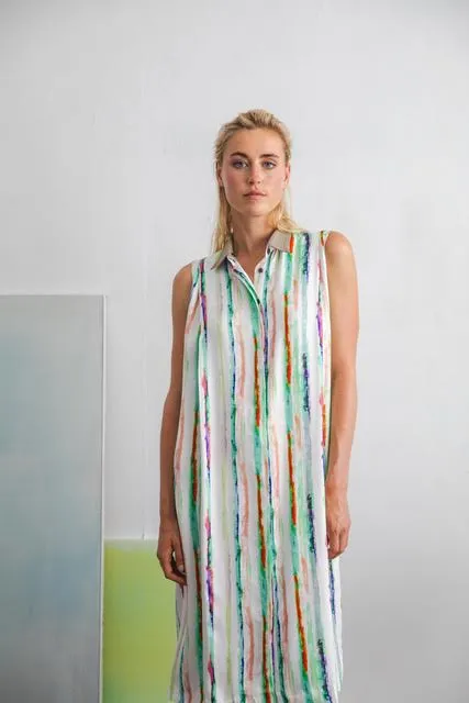 Lucy Multicolour Painted Stripes Viscose SHOWROOM SAMPLE 34CM X 60CM