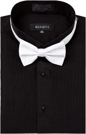 Marquis Wing tip Collar Tuxedo Shirt with Bow tie