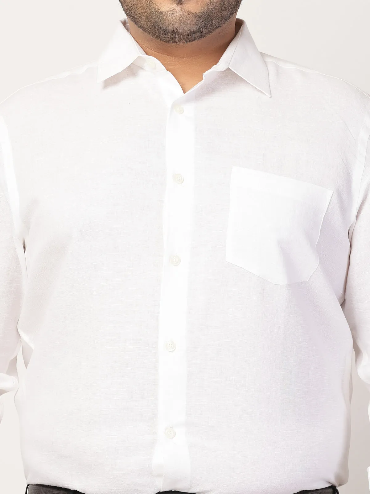Men Cutaway Collar Solid Plus Size Formal Shirt