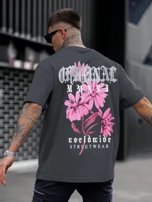 Men Floral & Letter Graphic Tee