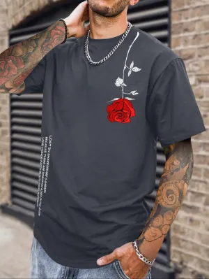 Men Floral & Slogan Graphic Tee