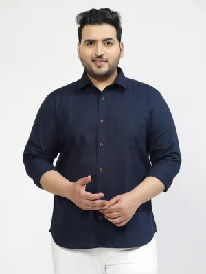 Men Plus Size Navy Blue Casual Shirt