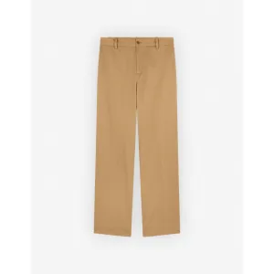 Men Wide Leg Chino Pants In Cotton With Logo Handwriting - Beige