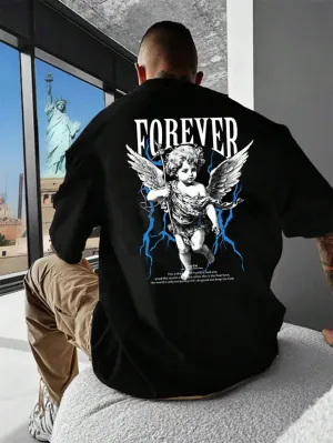 Men'S Angel Pattern Design Round Neck T-Shirt