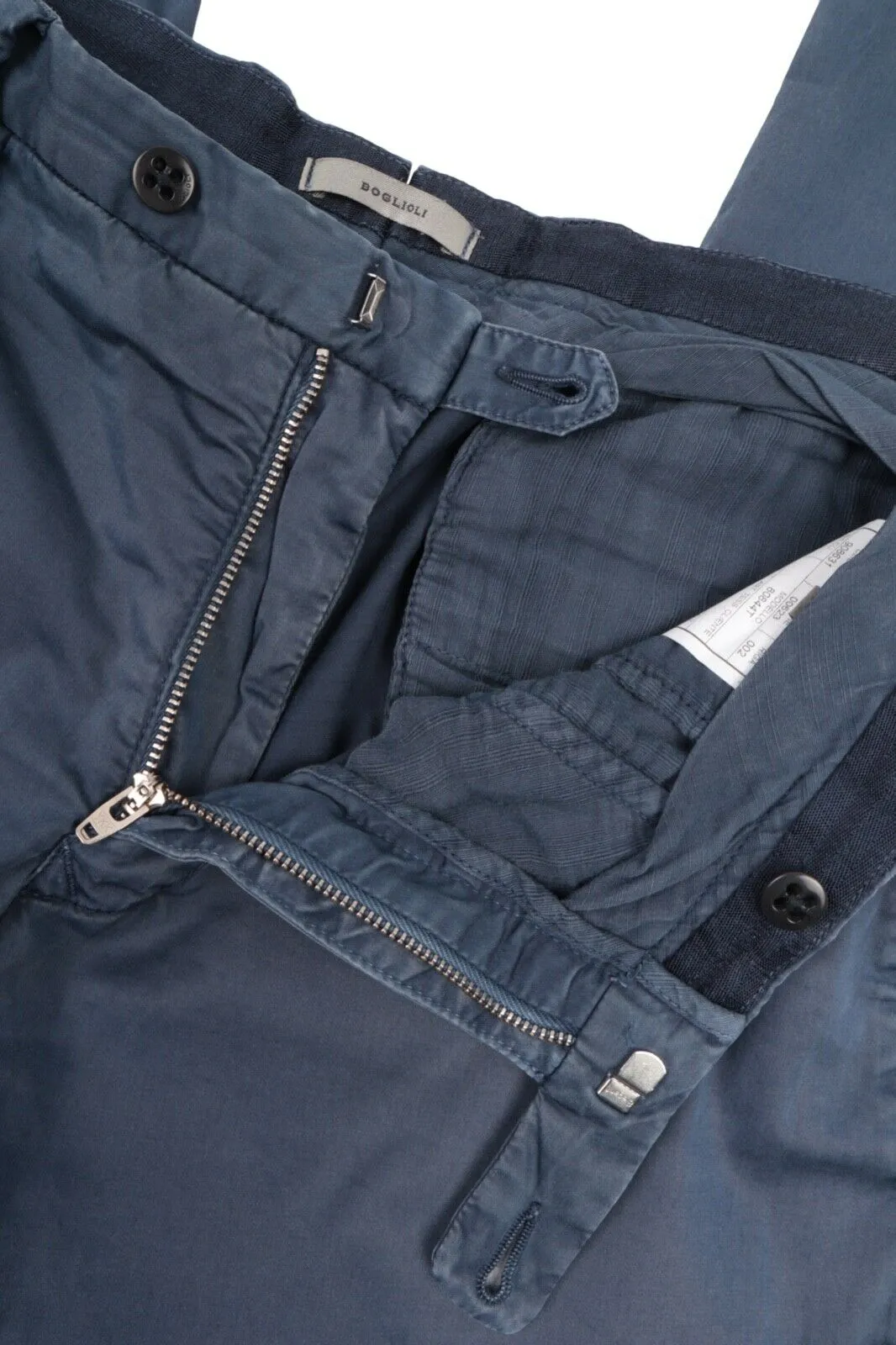 Men's BOGLIOLI Navy Blue Cotton Dyed Chino Pants Trousers Size 46 R / 30