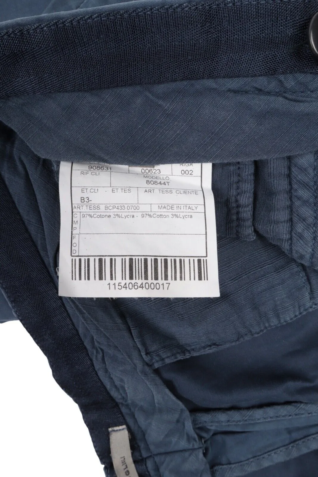 Men's BOGLIOLI Navy Blue Cotton Dyed Chino Pants Trousers Size 46 R / 30